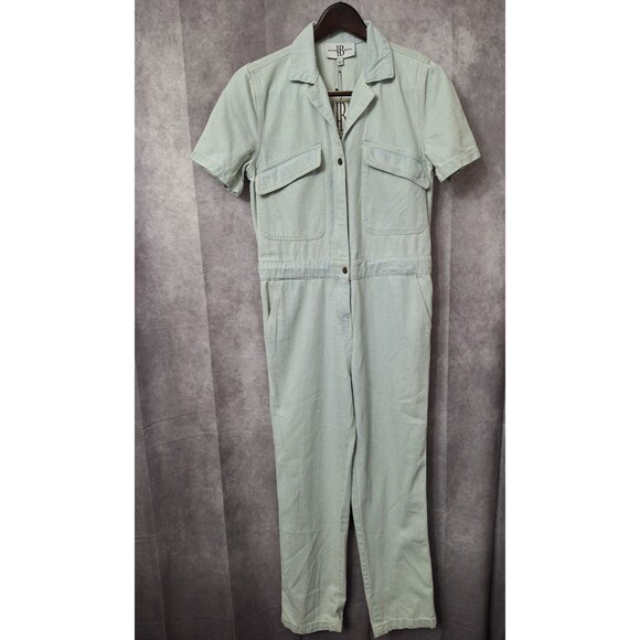New Hunter and Brown Cotton Denim Short Sleeve Jumpsuit Womens Small Utility Y2k - Picture 5 of 15